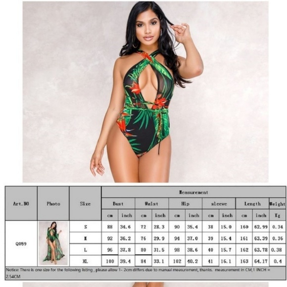 🎉HP🎉 Luxe Palm Print One Piece Swimsuit & Cover - Picture 4 of 8